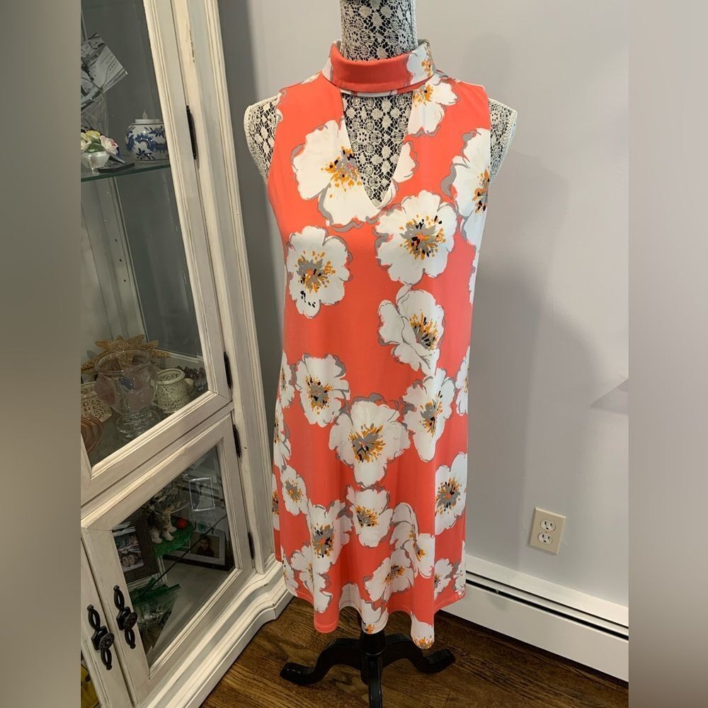 Ivanka Trump Orange Sheath Dress Cowl Neck Sleeveless